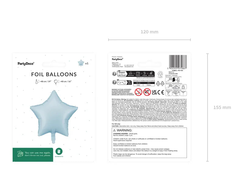 Foil Balloon Star Misty Blue