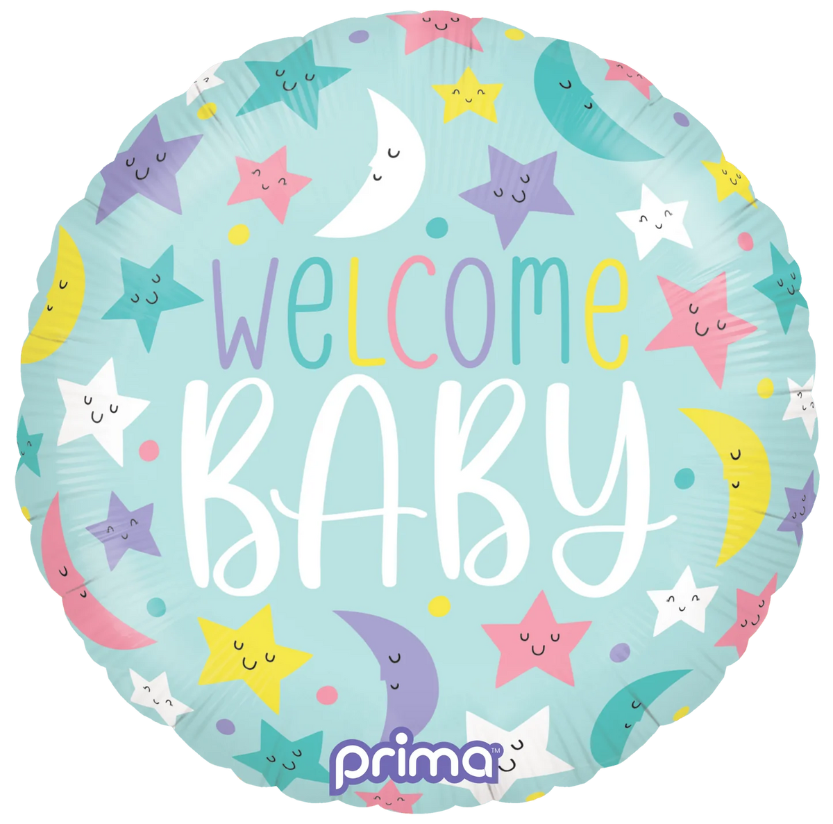 18” Round Welcome Baby Moons & Stars