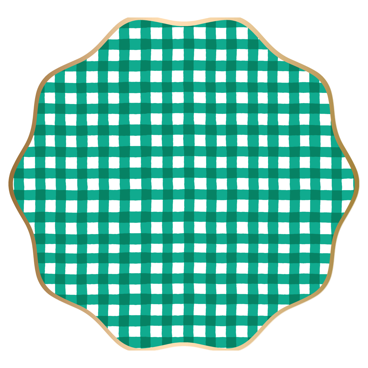 ELEGANT EMERALD GREEN GINGHAM DINNER PLATES