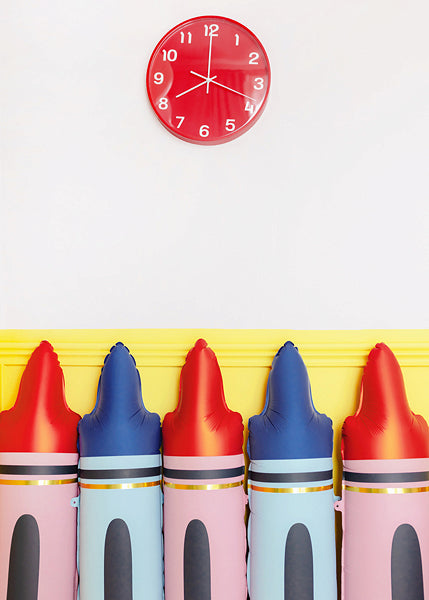 Crayons foil balloons, red, 23x104 cm