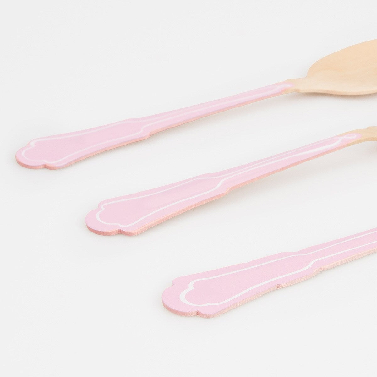 Elegant Pink Wooden Cutlery Set (x 24)