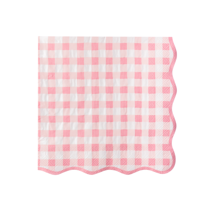 ELEGANT PETAL PINK GINGHAM DINNER NAPKINS