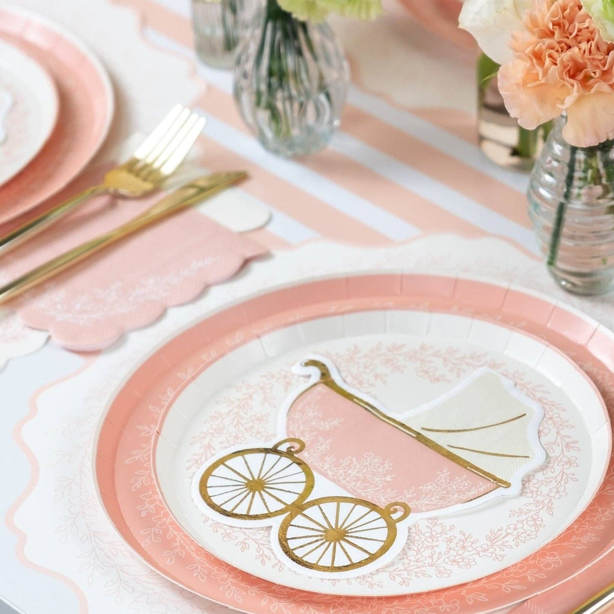 Baby Pink Striped Table Runners