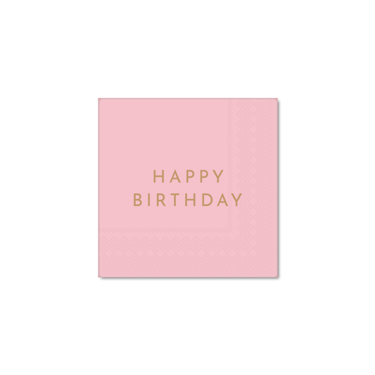 PETAL PINK SIGNATURE HAPPY BIRTHDAY COCKTAIL NAPKINS