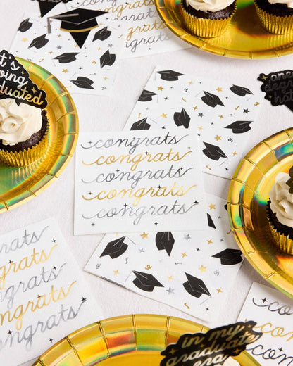 Congrats Grad Napkins, 50 3-ply paper graduation napkins 5x5