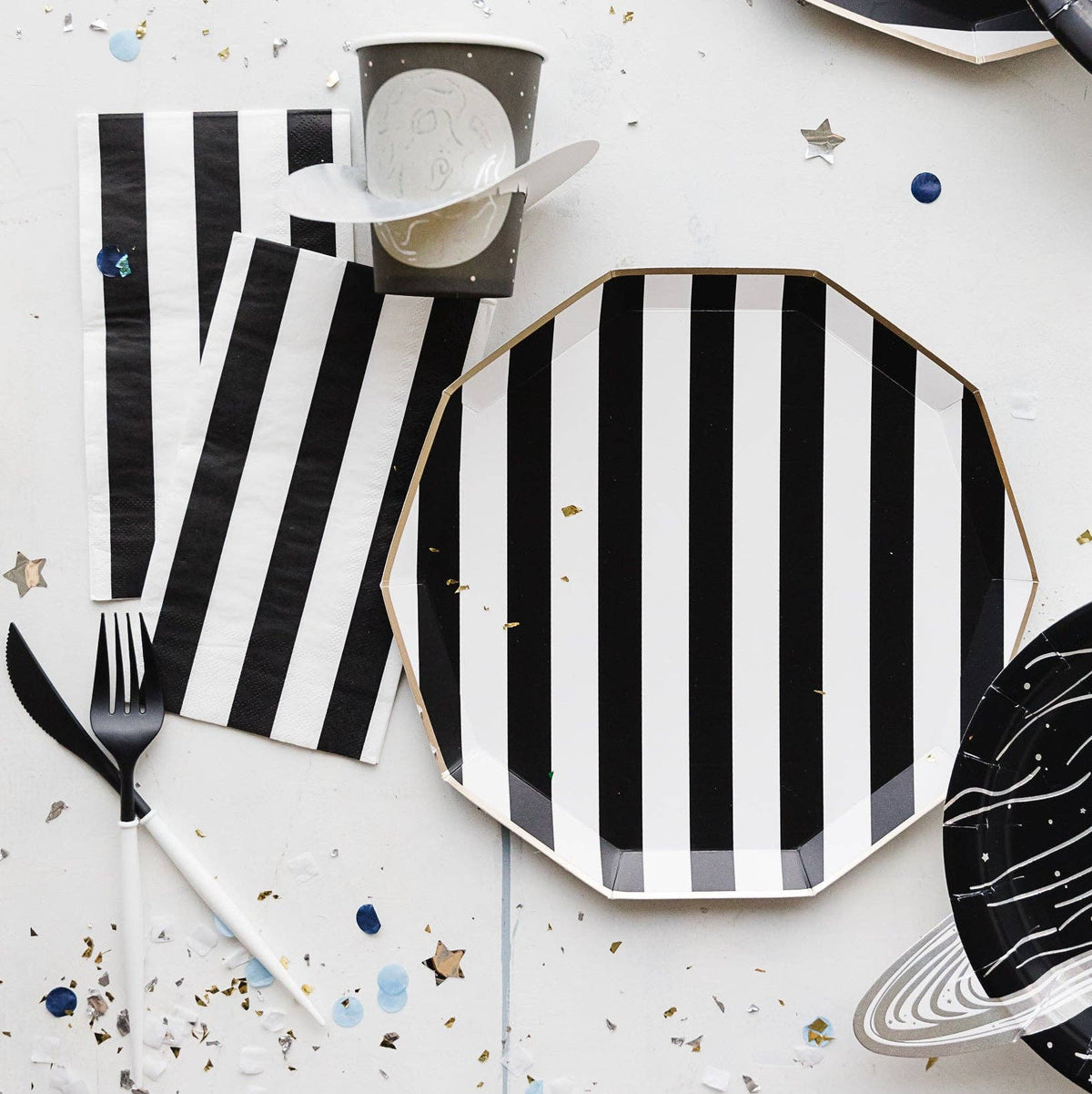 BLACK NOIR CABANA STRIPE GUEST TOWELS