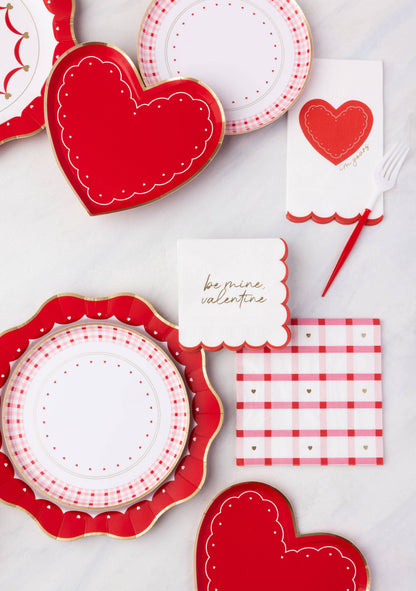 VALENTINE PLAID DINNER NAPKINS