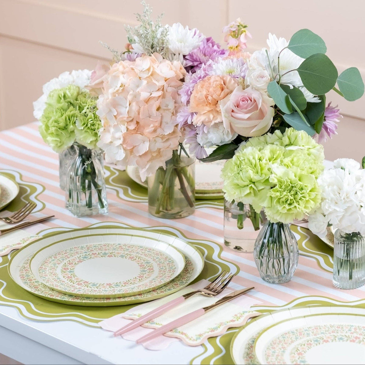 Baby Pink Striped Table Runners