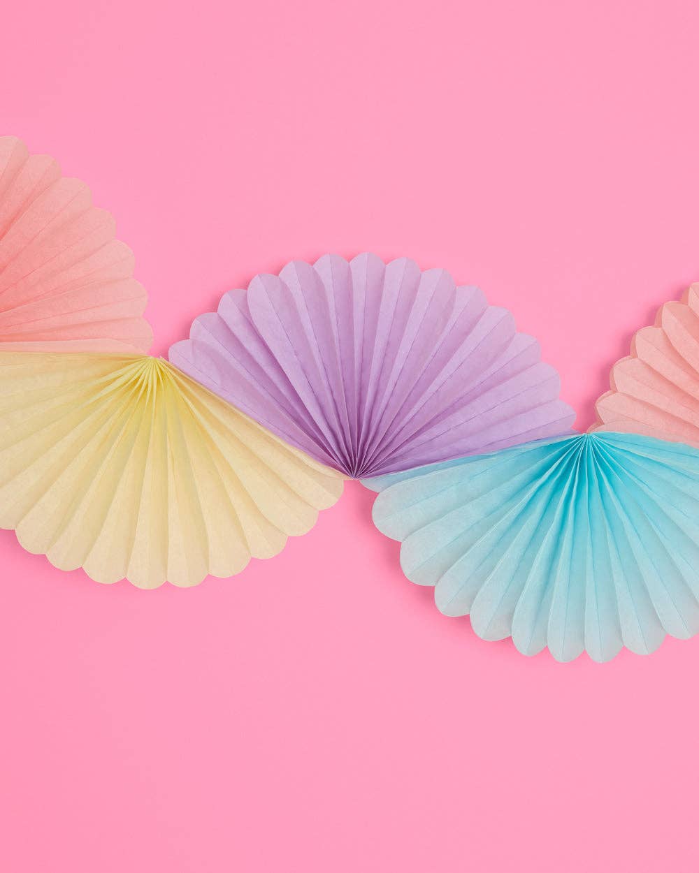 Pastel Party Paper Fan Garland, Birthday Party Banner, Bday