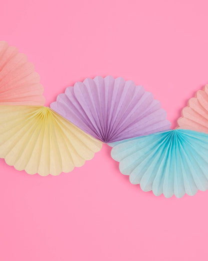 Pastel Party Paper Fan Garland, Birthday Party Banner, Bday