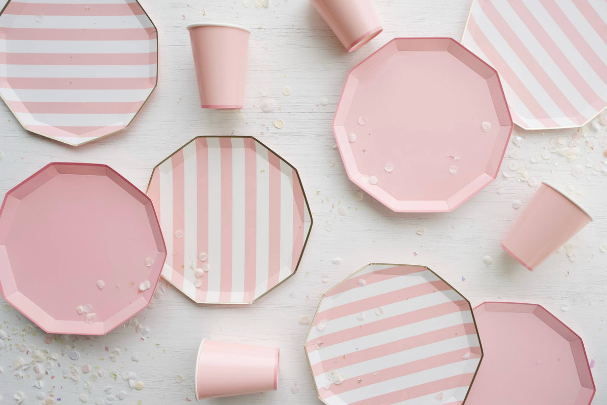 PETAL PINK SIGNATURE CABANA STRIPE PLATES