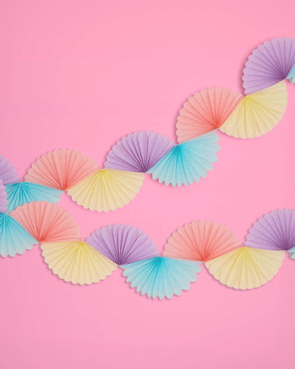 Pastel Party Paper Fan Garland, Birthday Party Banner, Bday