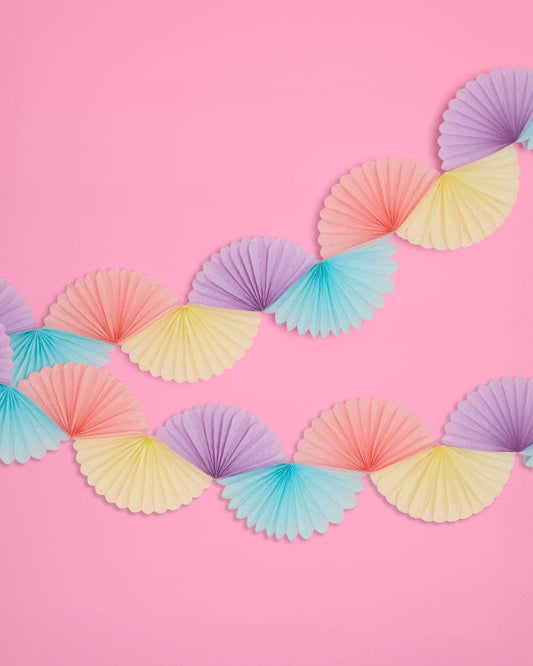 Pastel Party Paper Fan Garland, Birthday Party Banner, Bday