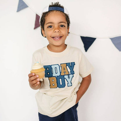 Birthday Boy Patch Short Sleeve T-Shirt - Natural