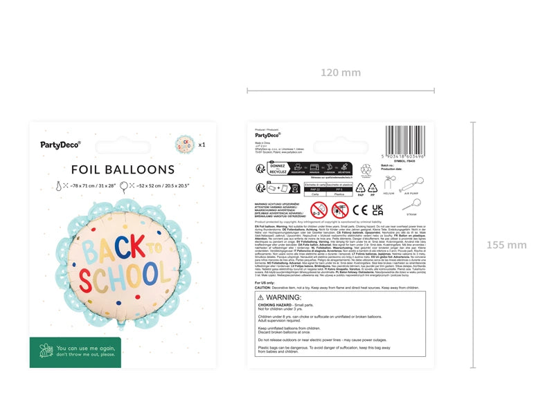 Foil Balloon Scalloped Tablet Back to School (52X52CM)