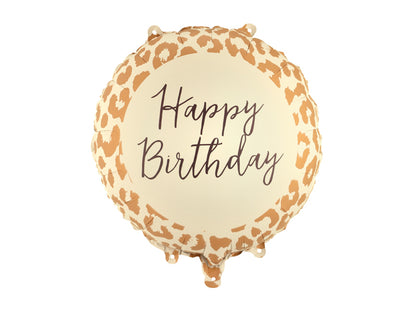 Foil Balloon Tablet Happy Birthday with Leopard Print