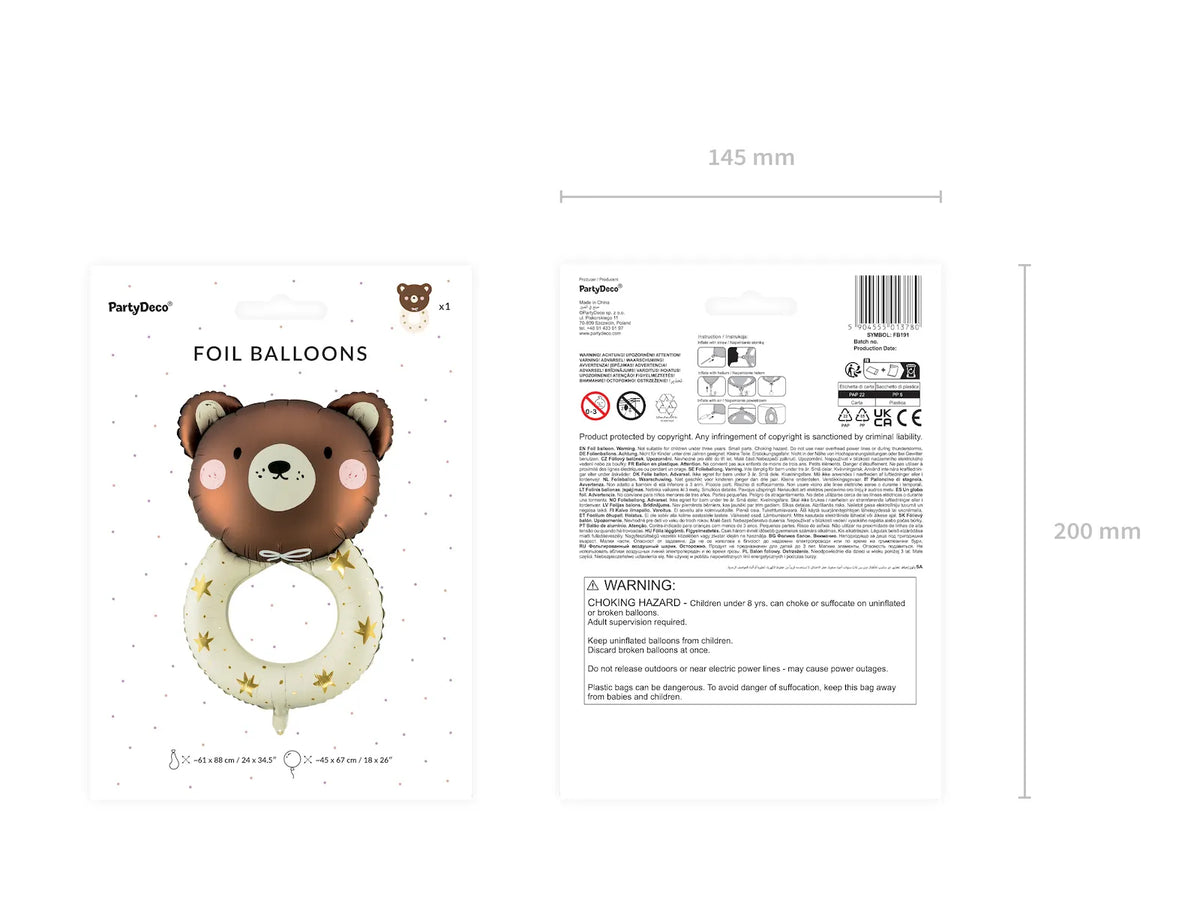 Foil Balloon Teddy Rattle, 24.0X34.6IN, Mix