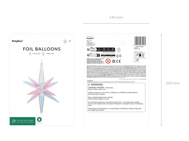 3D Foil Balloon Star Iridescent