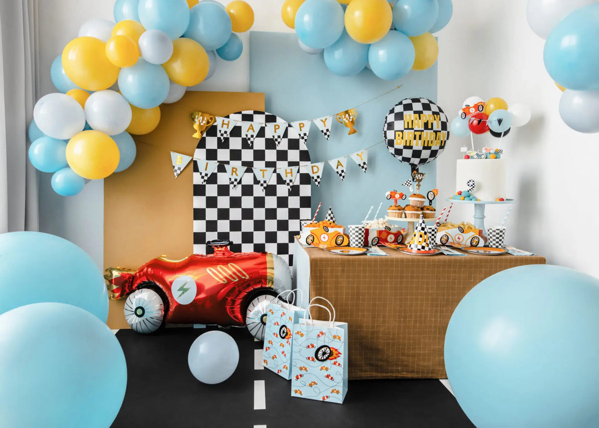 Foil Balloon Checkered Flag Happy Birthday
