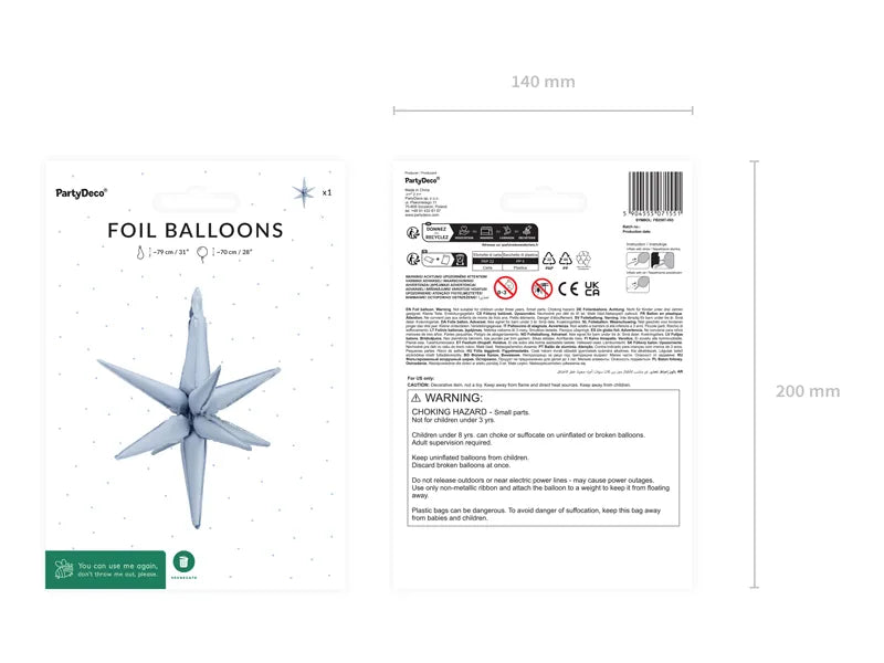 3D Foil Balloon Star Misty Blue