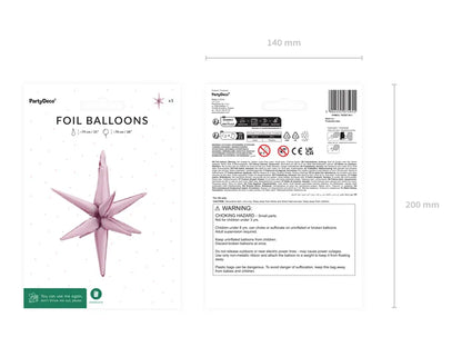 3D Foil Balloon Star Light Pink
