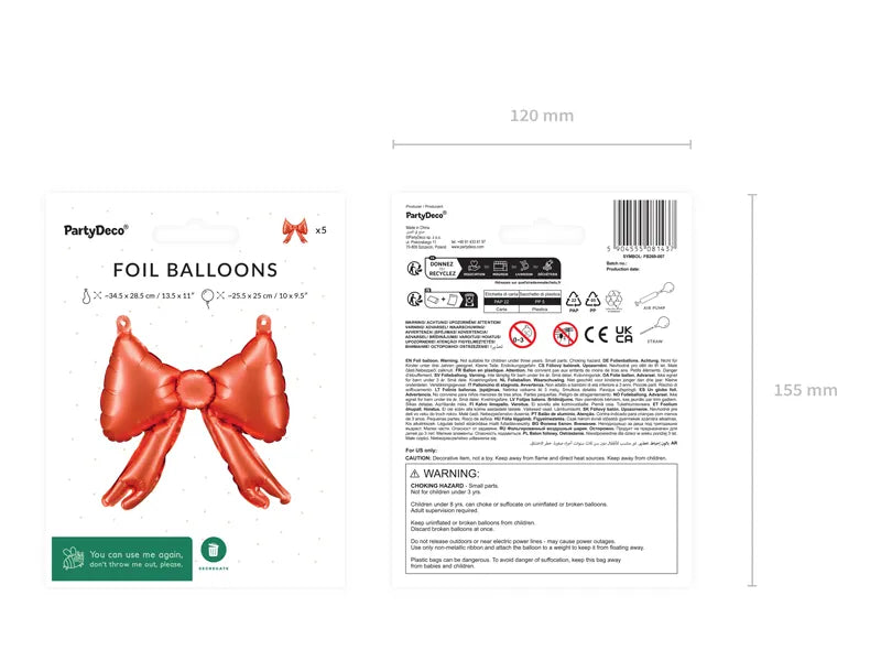 Foil Balloons for Garlands- Bow, Red