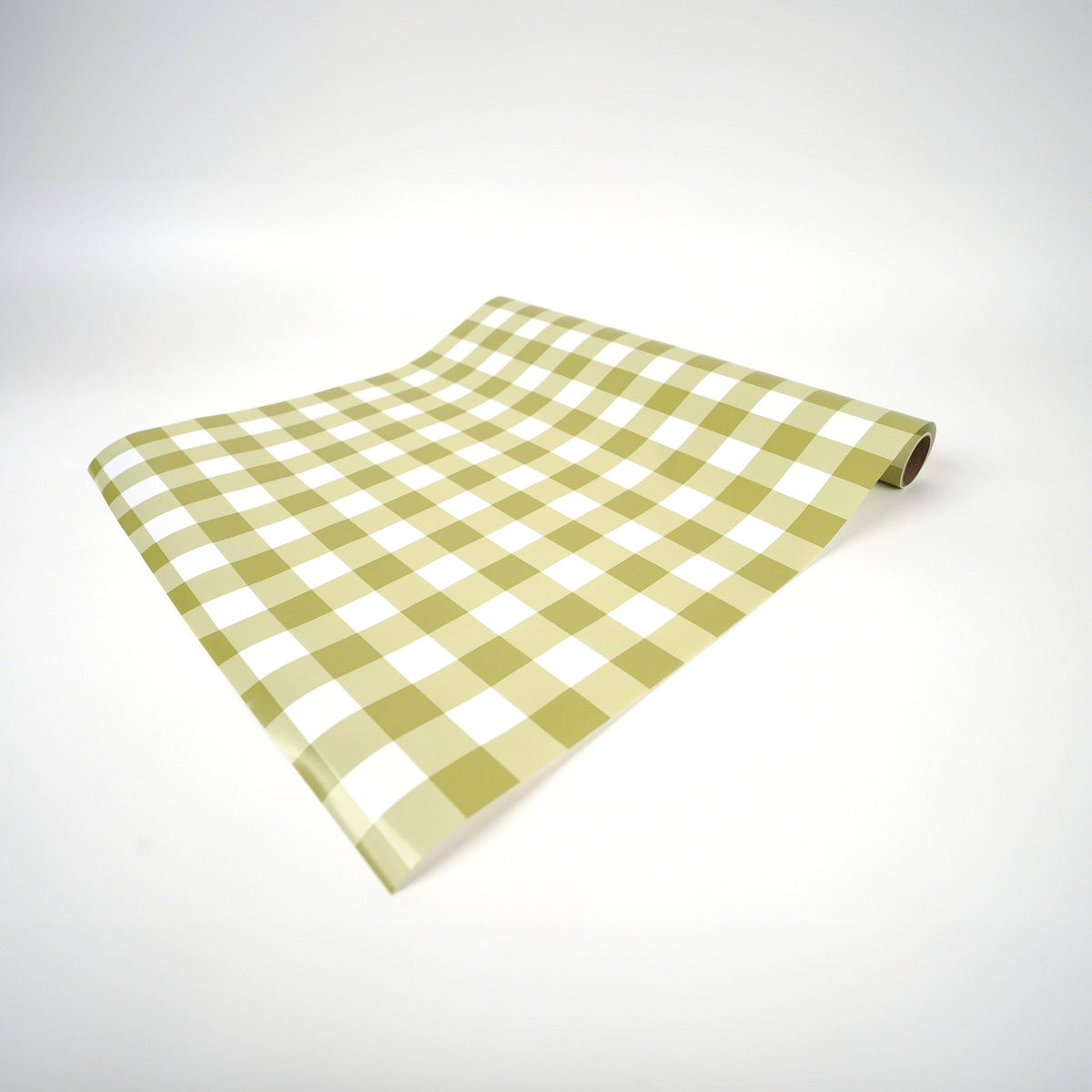 Gingham Olive Paper Table Runner
