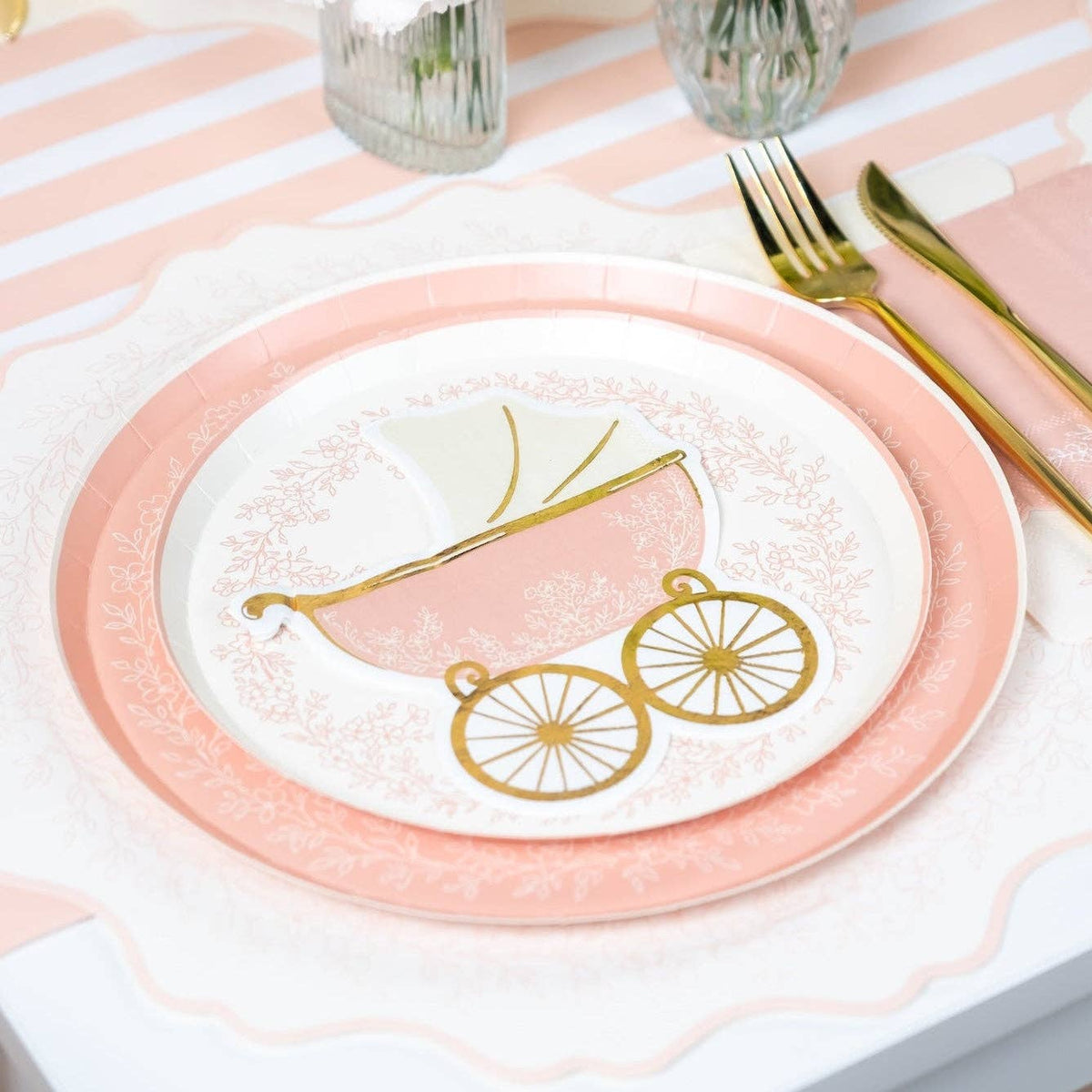 Baby Pink Striped Table Runners