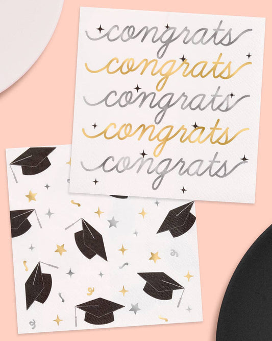 Congrats Grad Napkins, 50 3-ply paper graduation napkins 5x5