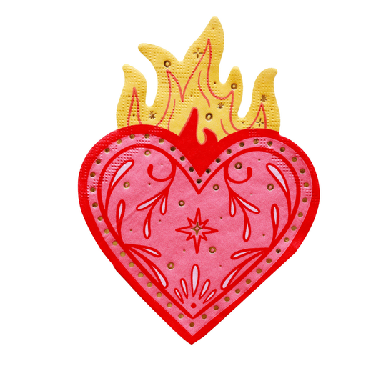 Queens Flaming Hearts Cocktail Napkins