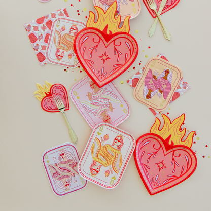 Queens Flaming Hearts Cocktail Napkins