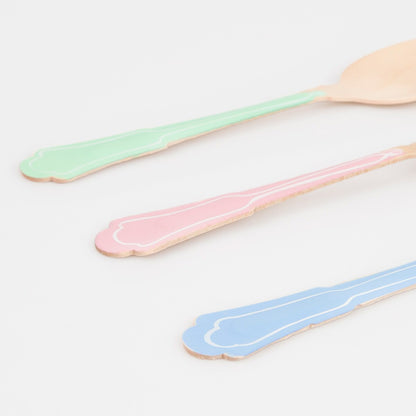 Elegant Mixed Color Wooden Cutlery Set (x 24)