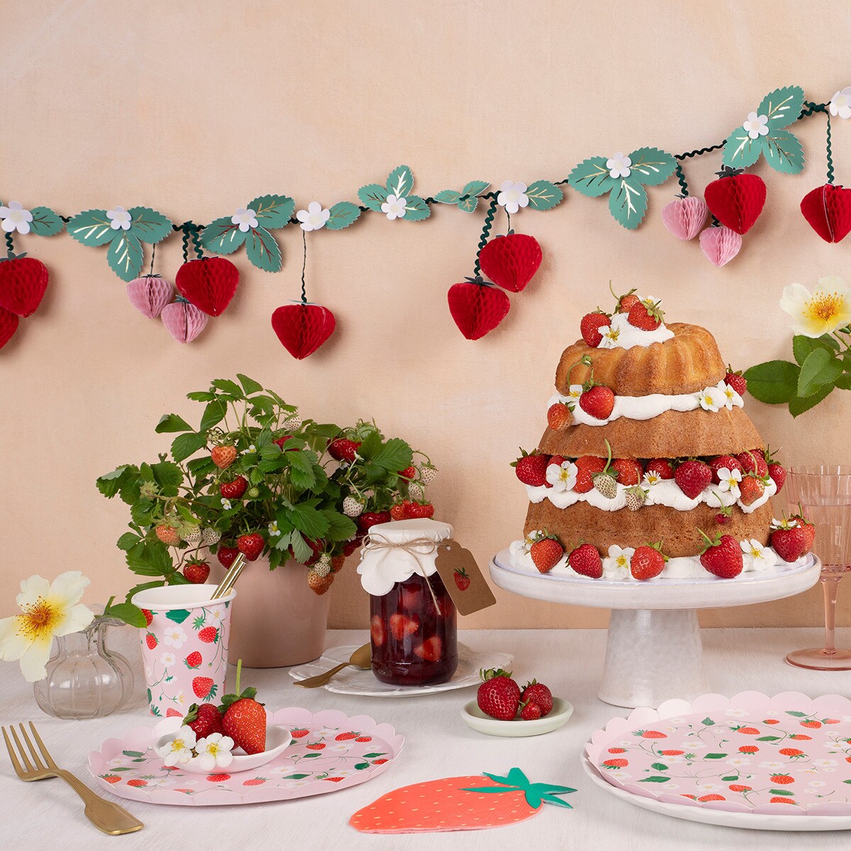 Strawberry Pattern Dinner Plates (x 8)