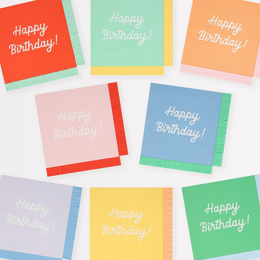 Mixed Happy Birthday Large Napkins (x 16)