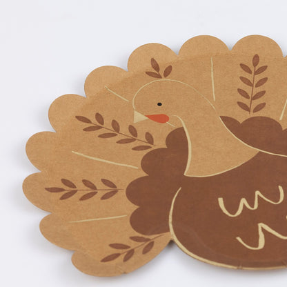 Folk Turkey Plates (x 8)