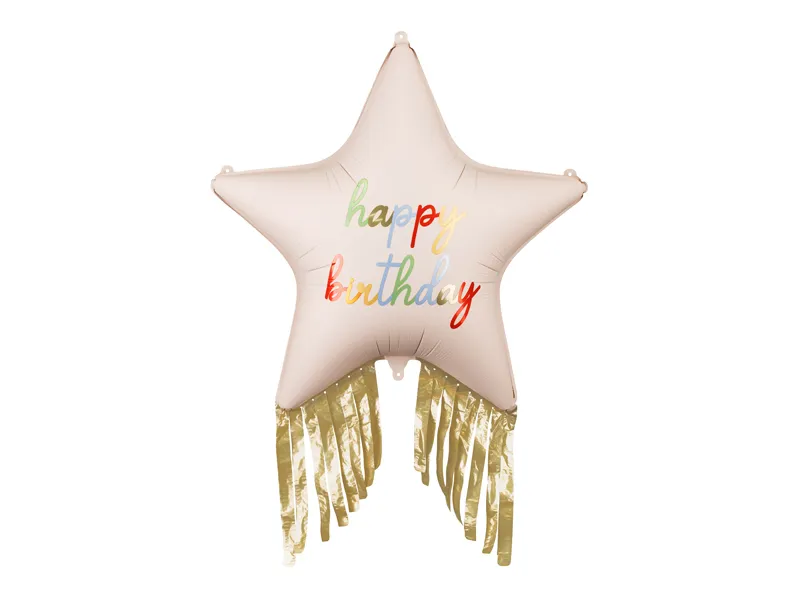 Foil Balloon Star with Fringes Happy Birthday (72X72CM)
