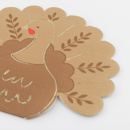 Folk Turkey Napkins (x 16)