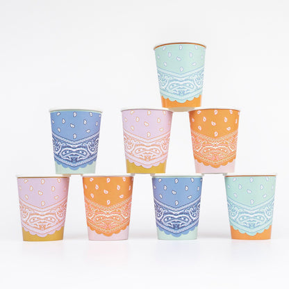 Western Bandana Cups (x 8)