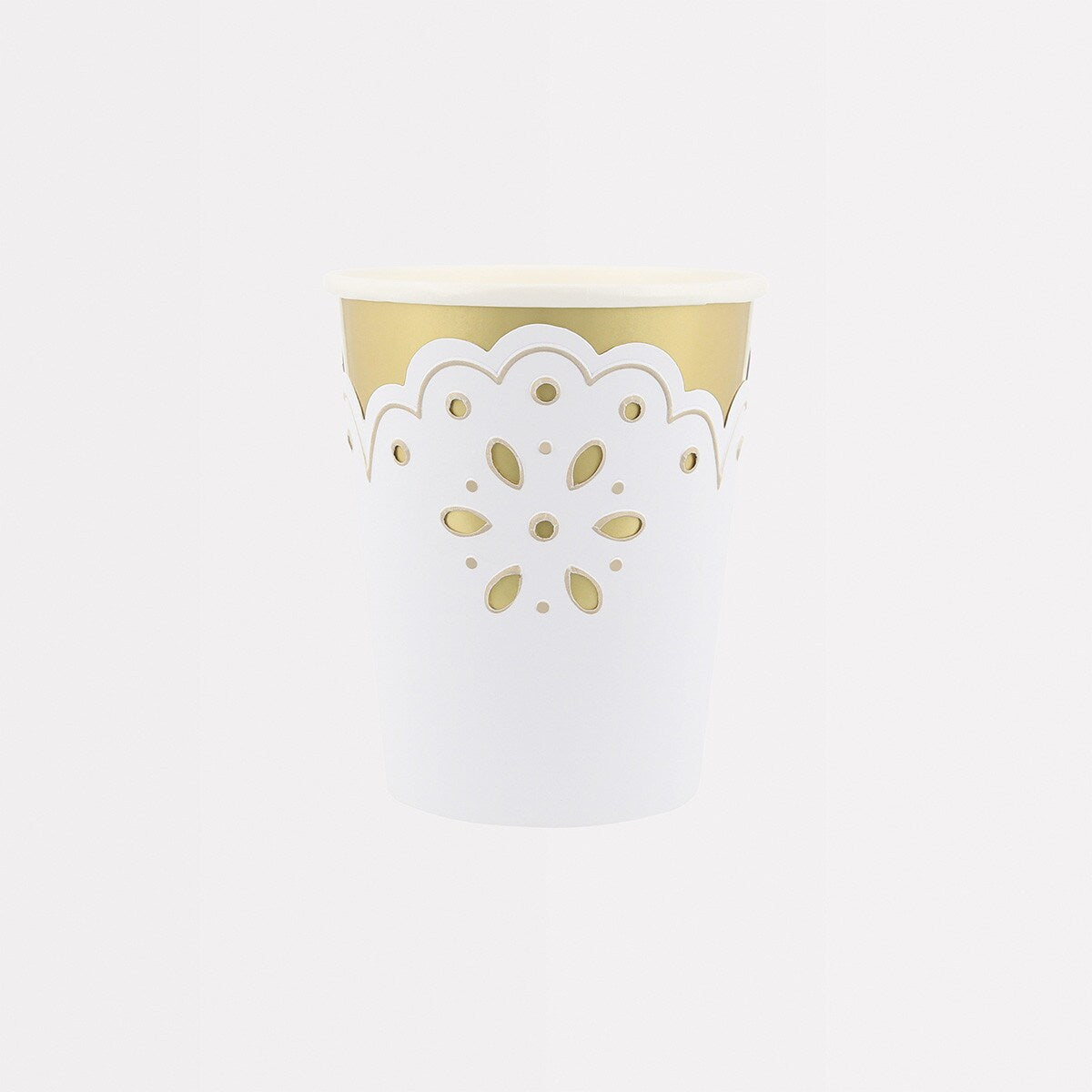 Broderie Anglaise Lace White Cups (x 8)