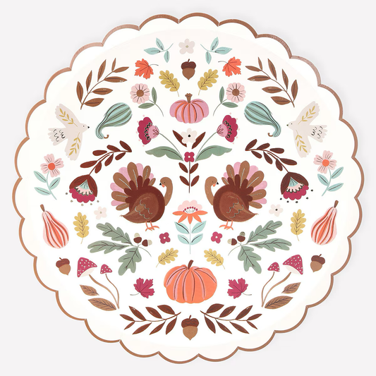 Folk Fall Dinner Plates (x8)