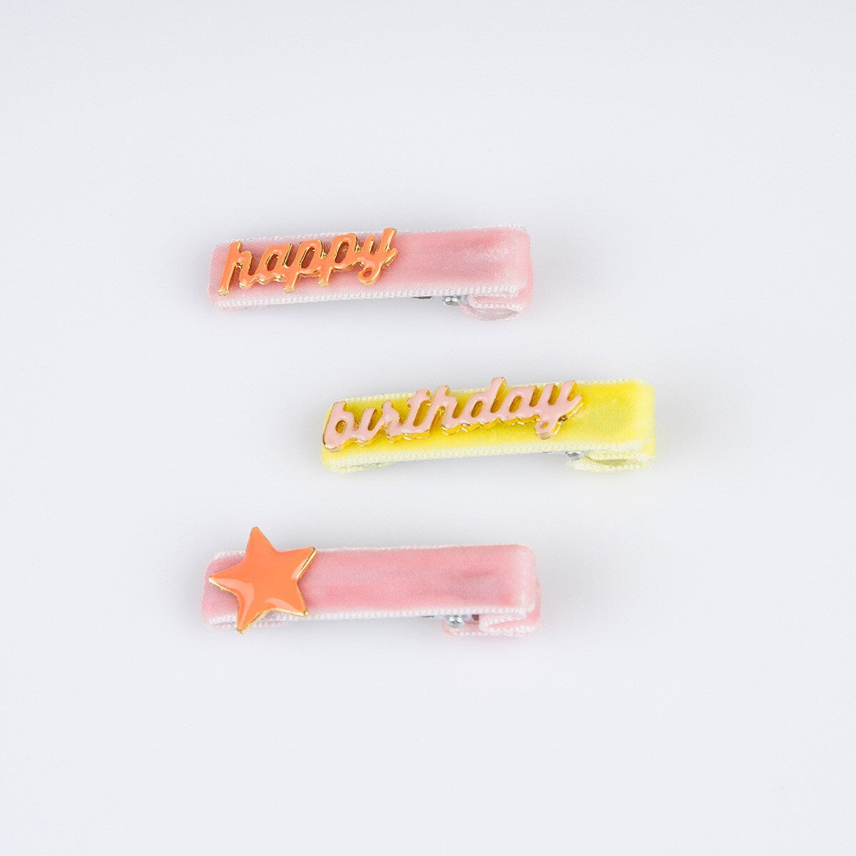 Happy Birthday Enamel Hair Clips (x 6)