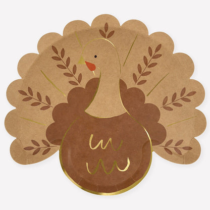 Folk Turkey Plates (x 8)