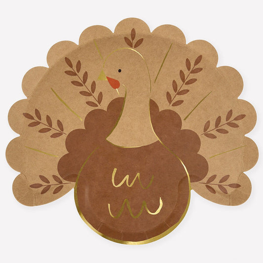 Folk Turkey Plates (x 8)