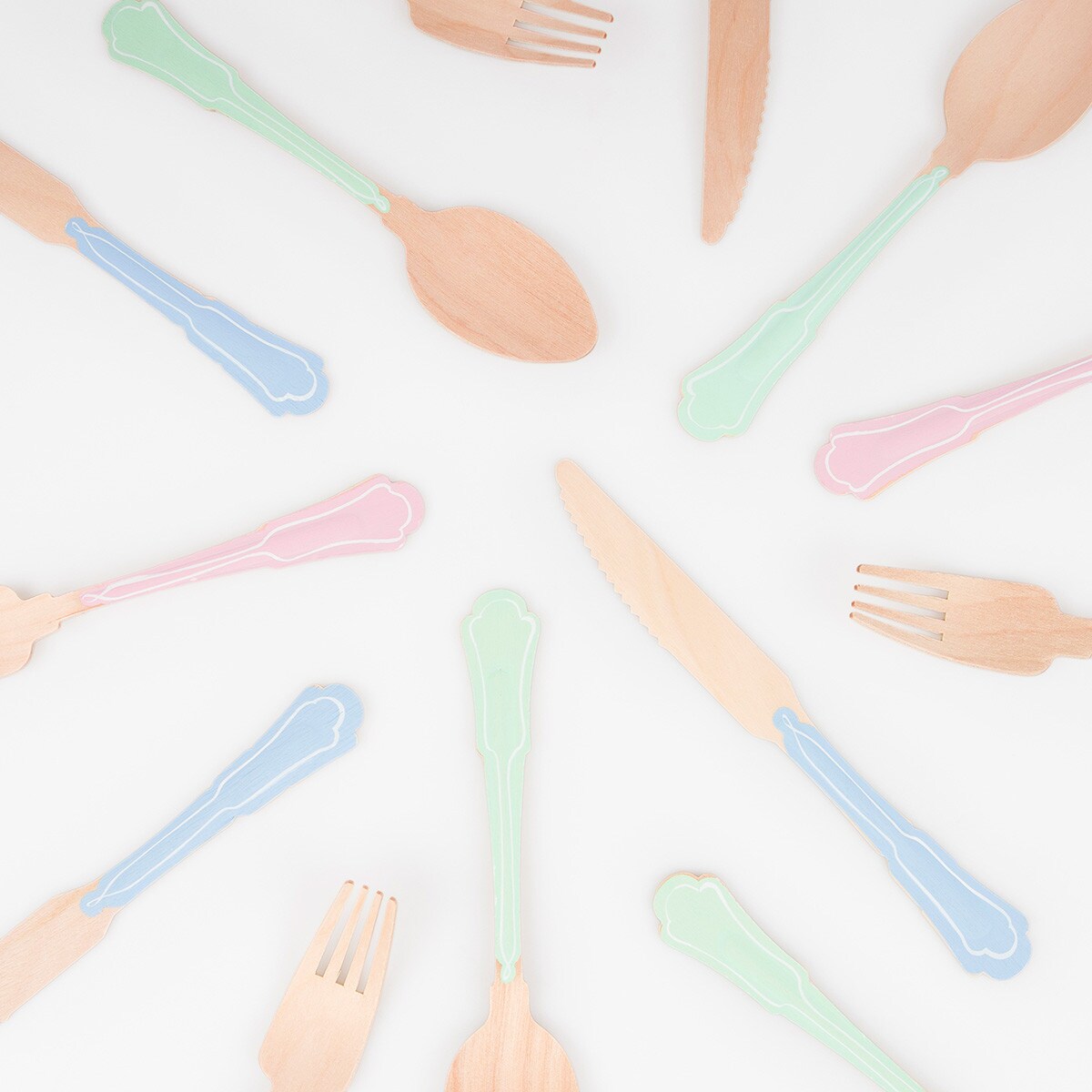 Elegant Mixed Color Wooden Cutlery Set (x 24)