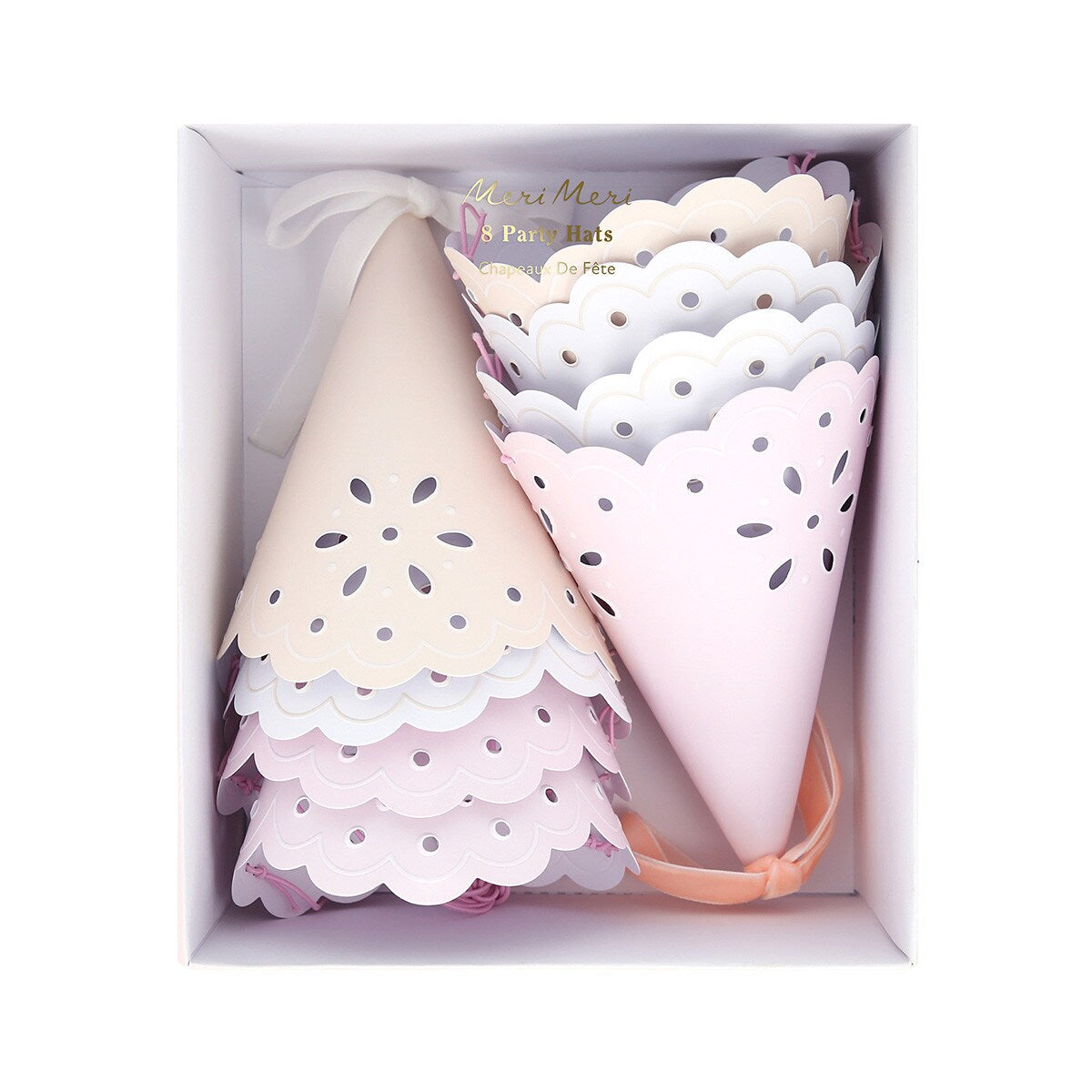 Broderie Anglaise Lace Party Hats (x 8)