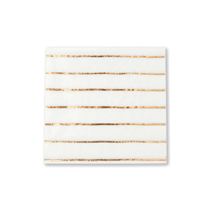 Frenchie Striped Rose Gold Napkins - 2 Size Options - 16 Pk.
