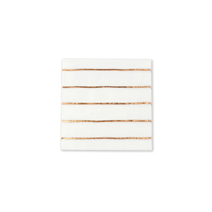 Frenchie Striped Rose Gold Napkins - 2 Size Options - 16 Pk.